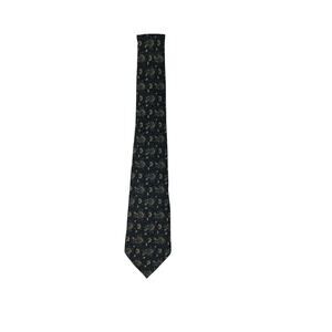Vintage Herve Monsigny 100% Silk Tie Blue Yellow Floral Print Designer Necktie